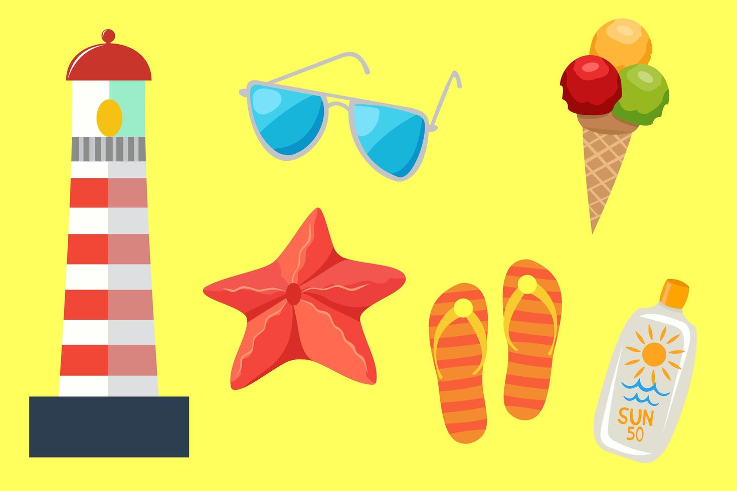 Set of summer icons vector