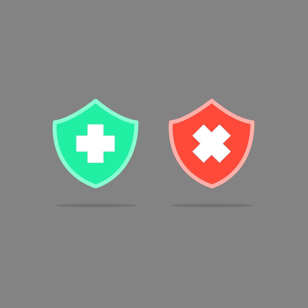 Security icon button, icon good and danger, vector illustration