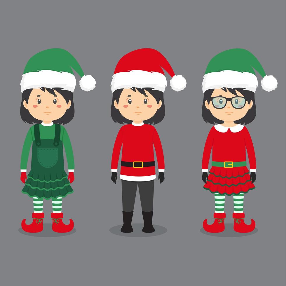 Christmas Characters in Costumes vector