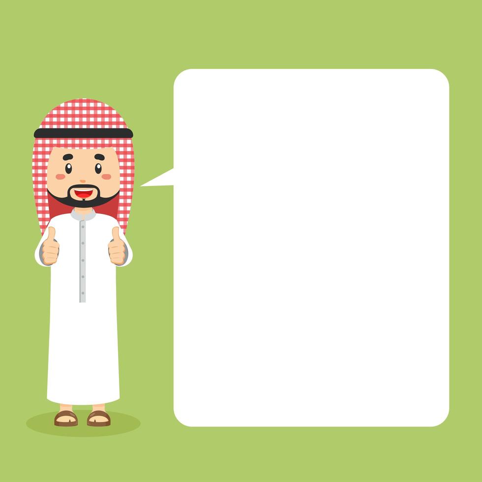 Arabic Character Making Thumbs Up with Speech Bubble vector