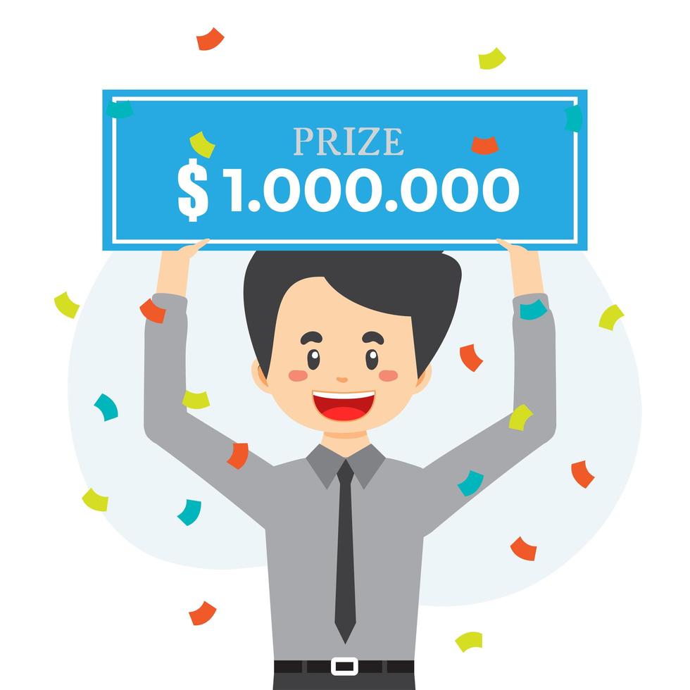 Lucky Man win Money Prize vector