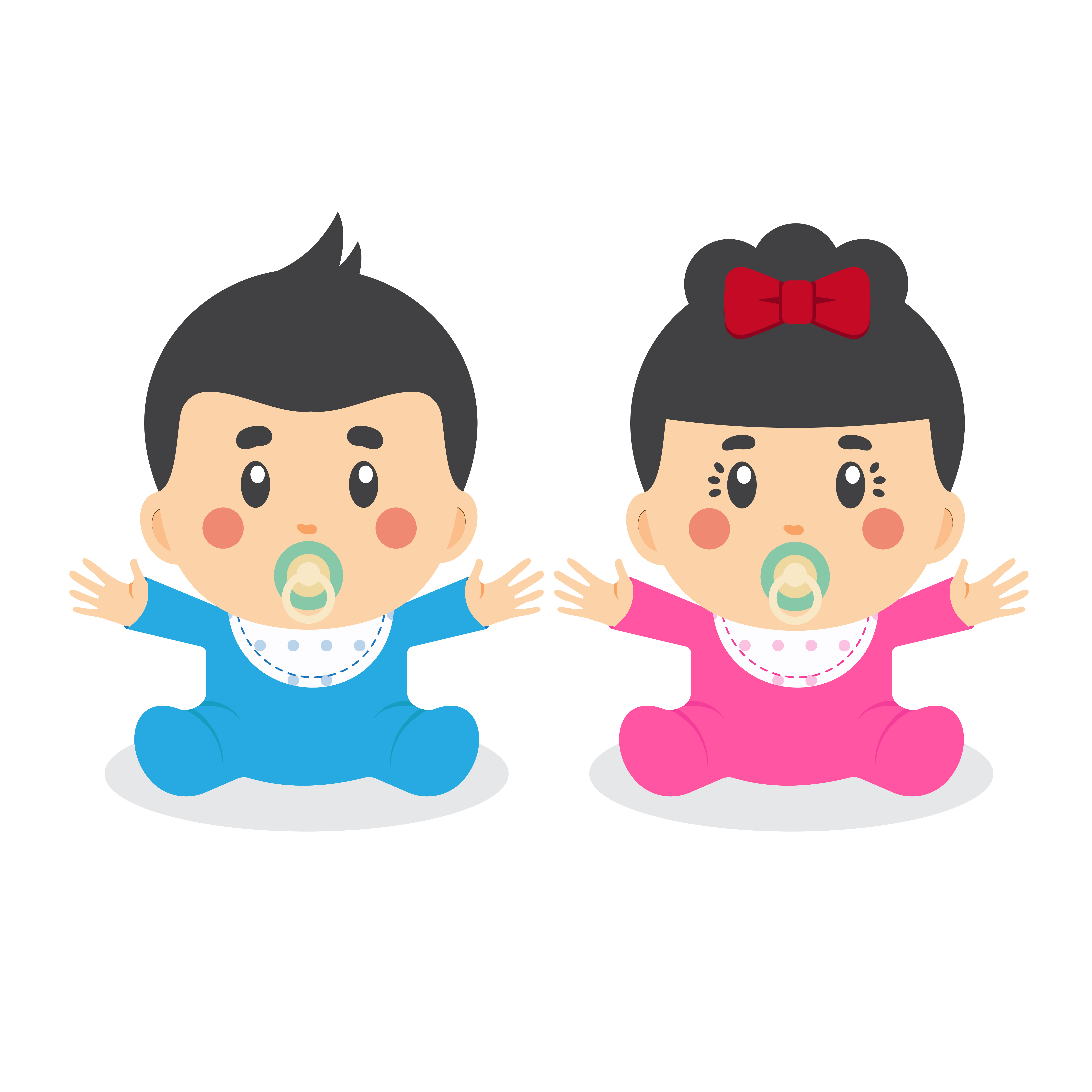 cartoon little boy and girl