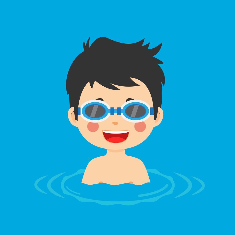 niño divirtiéndose nadando vector