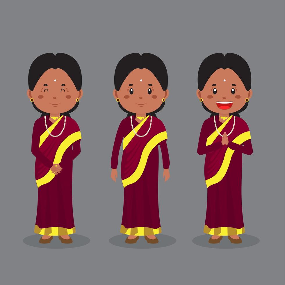 Indian Character with Various Expressions vector