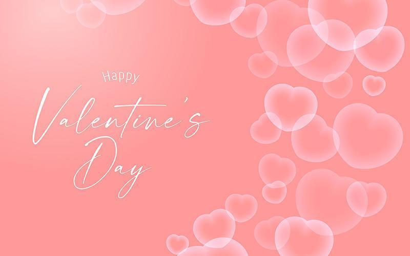 Banner de feliz día de san valentín con forma de corazón y burbujas blancas vector