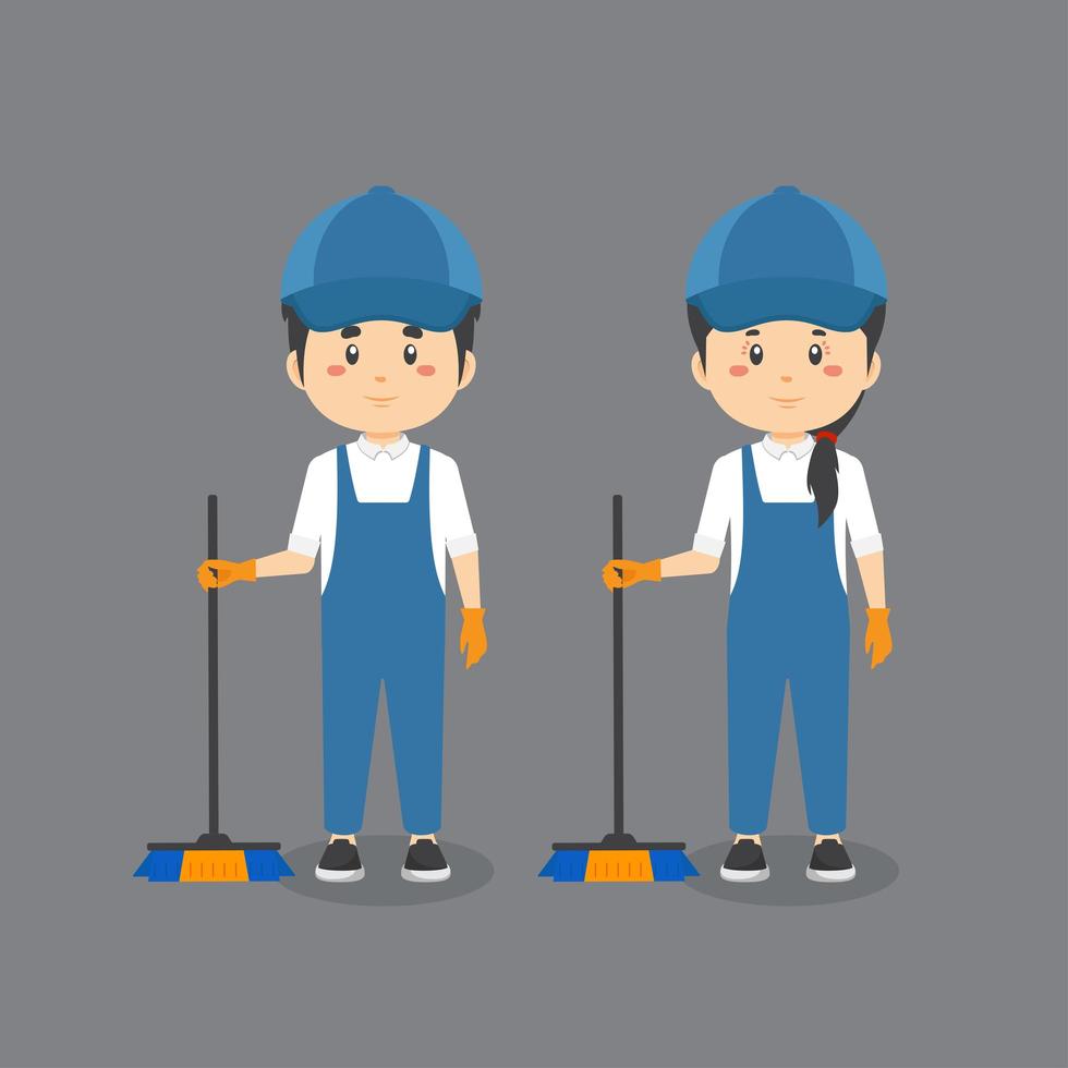 Couple Wearing Cleaning Service Outfits vector