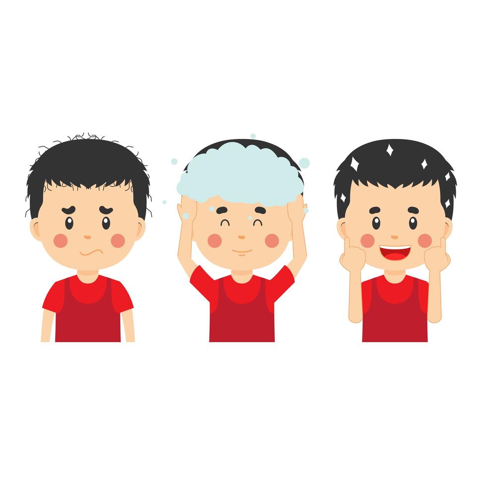 Cute Boys Washing Their Hair vector