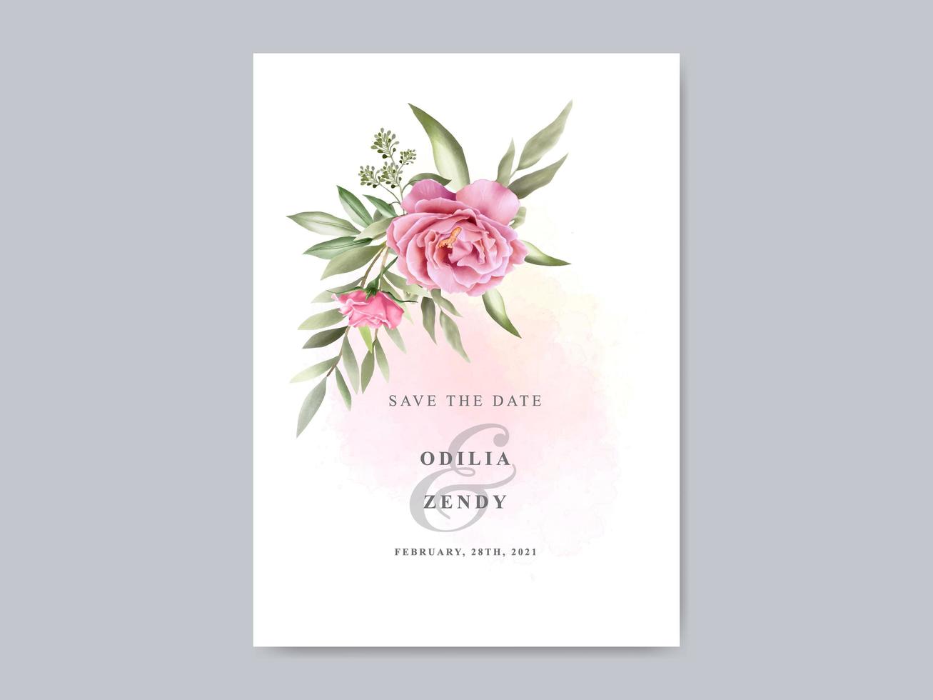 boda floral hermosa y elegante guardar la plantilla de fecha vector