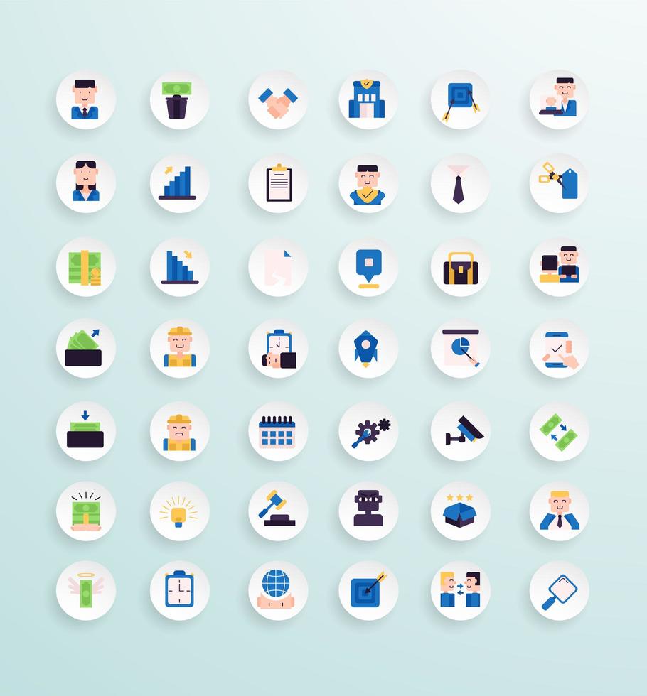 Business icon pack color style vector