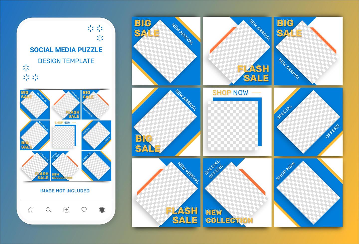 Social media post square puzzle template vector