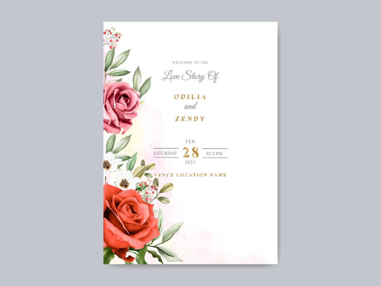 beautiful and elegant floral wedding invitation template vector