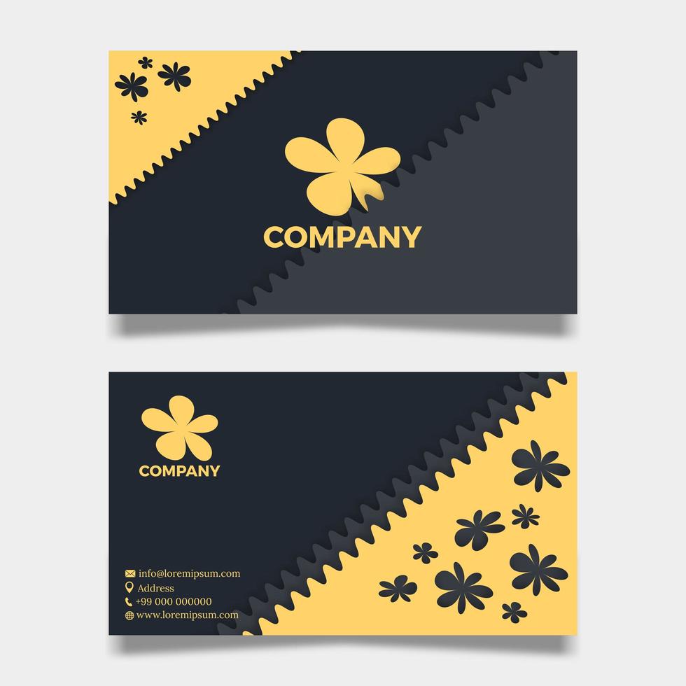 Yellow floral card about business or organization. vector