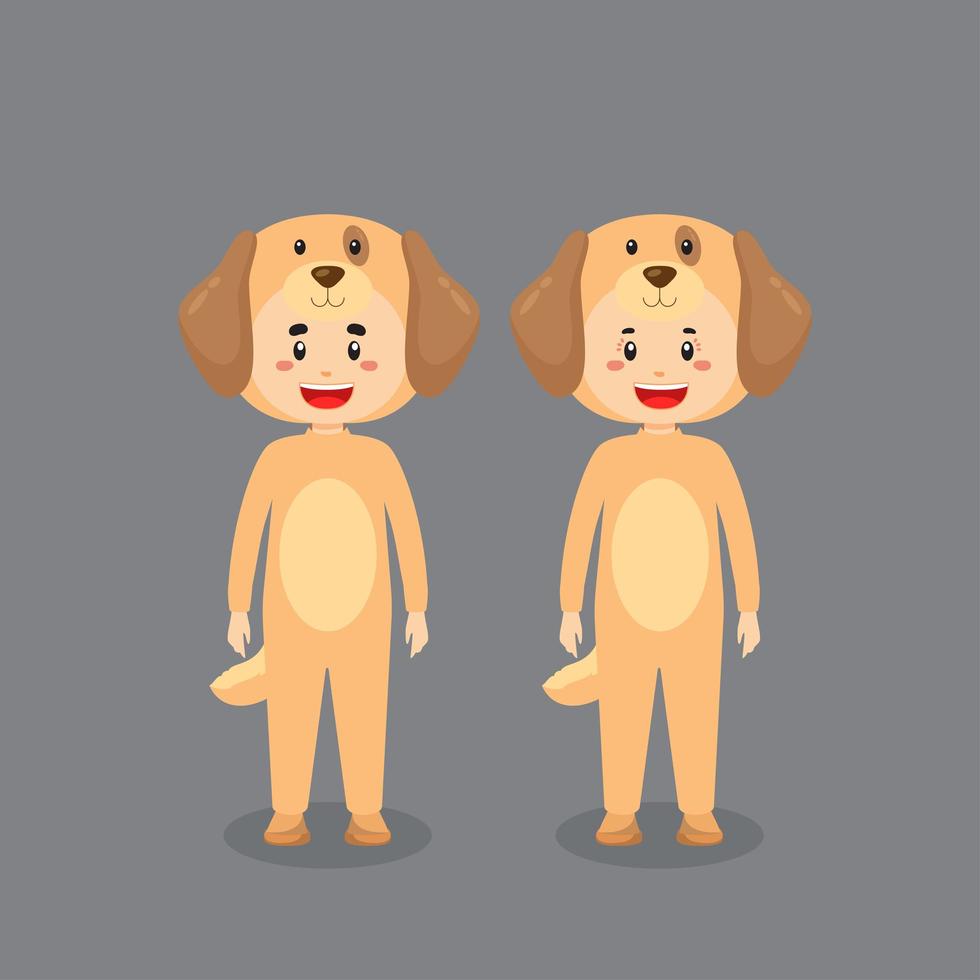 Cute Characters Wearing Dog Costumes vector