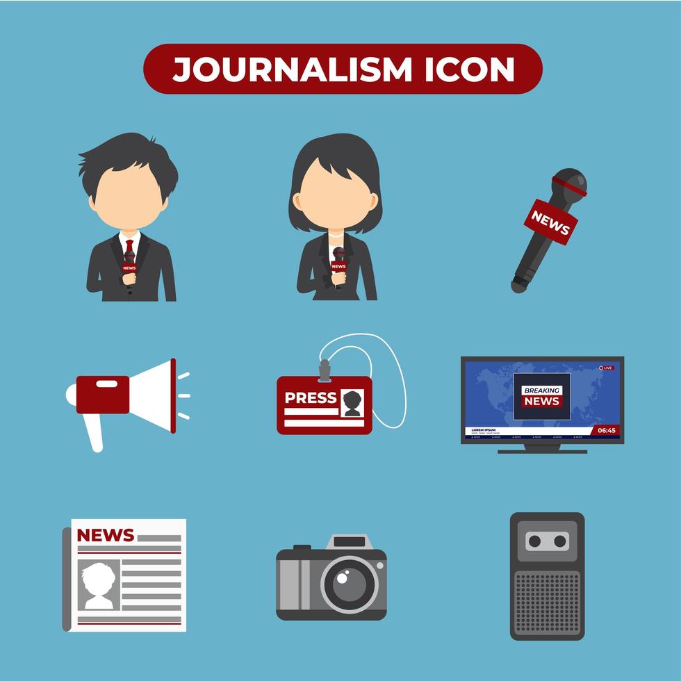 set 9 de iconos de periodismo vector