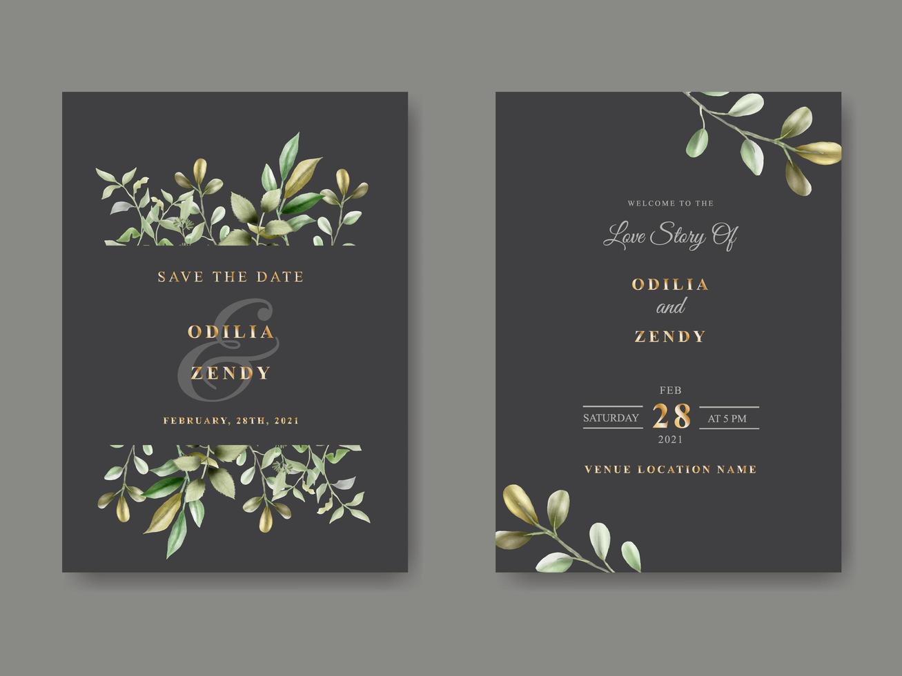 beautiful and elegant floral wedding invitation template vector