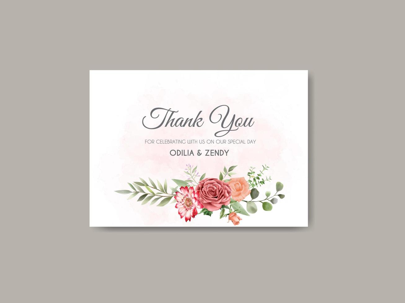 beautiful and elegant floral wedding thank you template vector