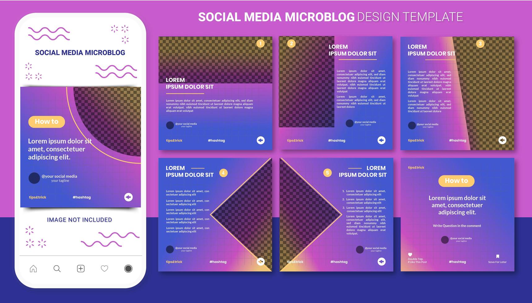 Microblog carousel design template for social media post vector