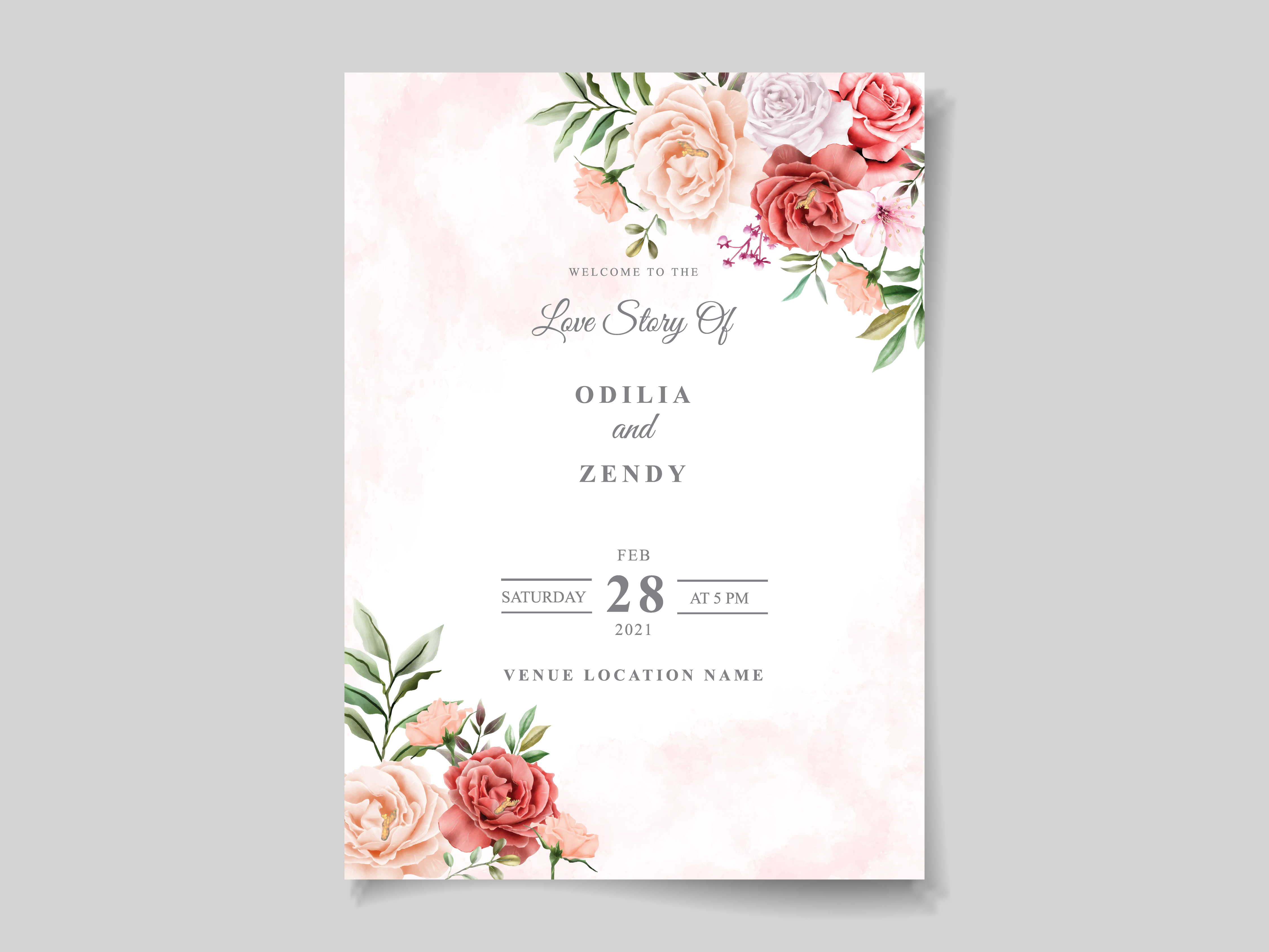 beautiful and elegant floral wedding invitation template 1895939