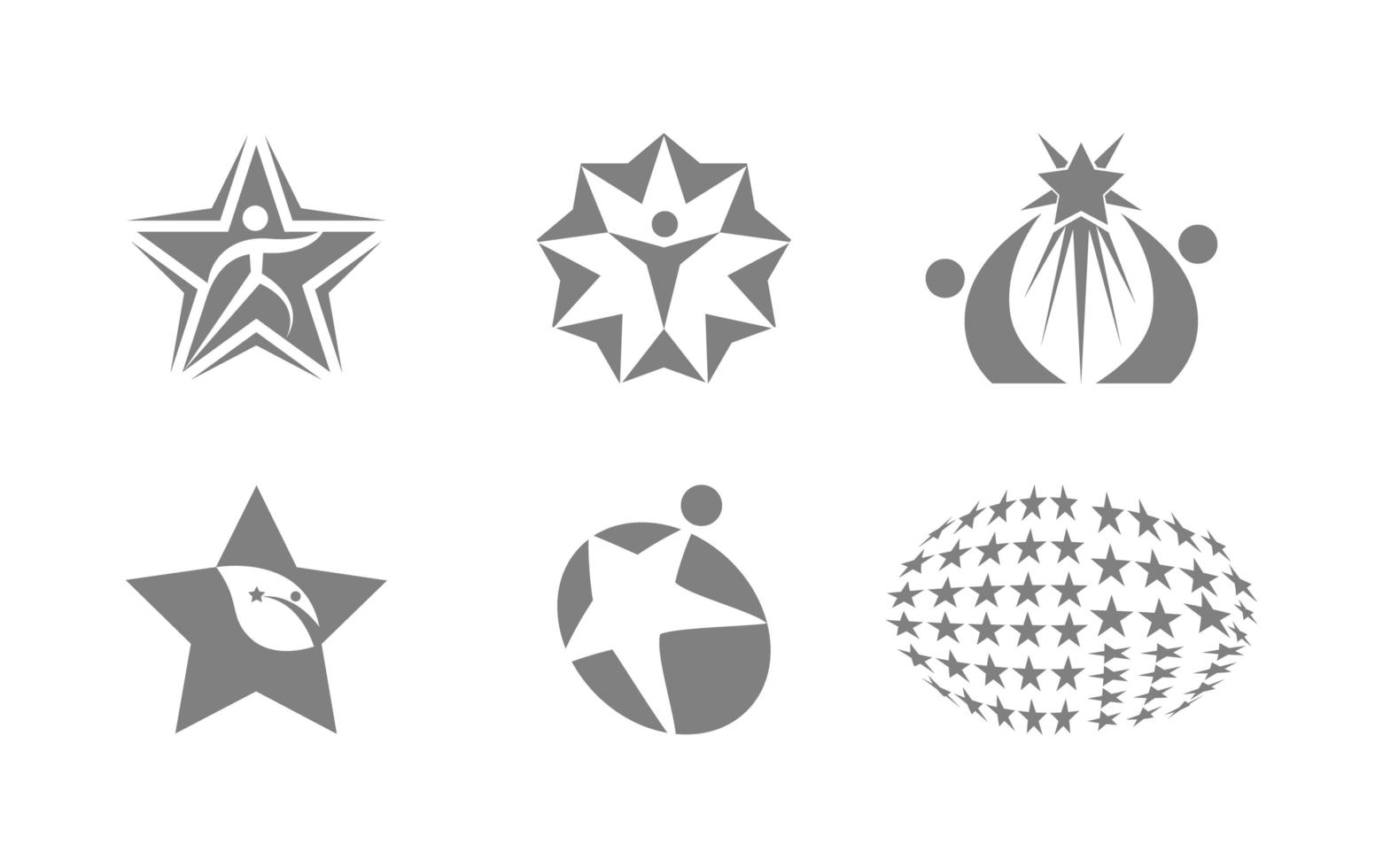 conjunto de logotipos de seis estrellas vector