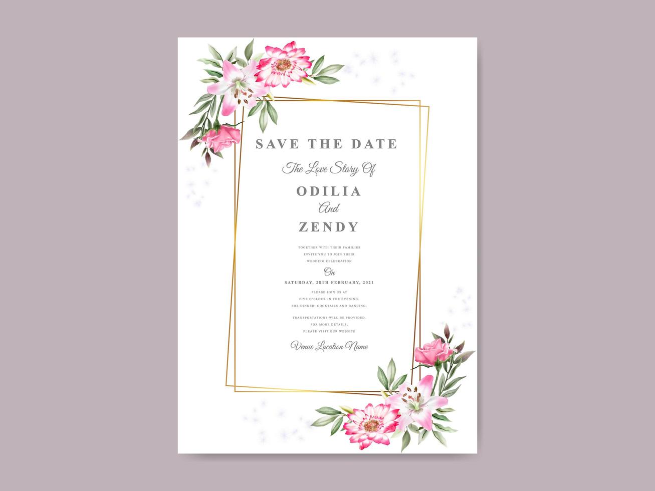 beautiful and elegant floral wedding save the date template vector