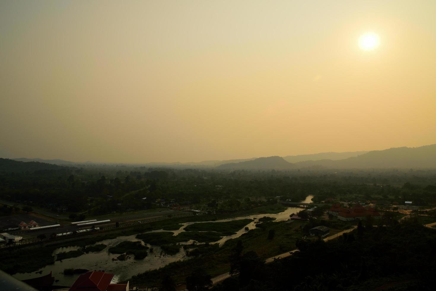 Sunset at the Khun Dan Prakan Chon Dam photo