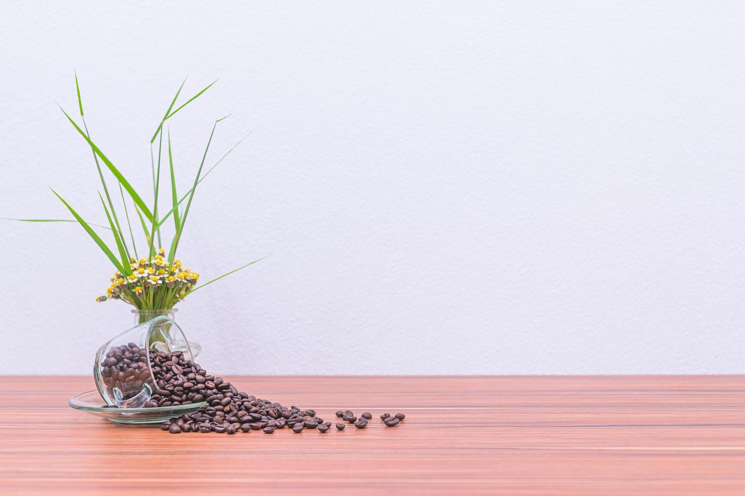 Coffee beans on the desk photo