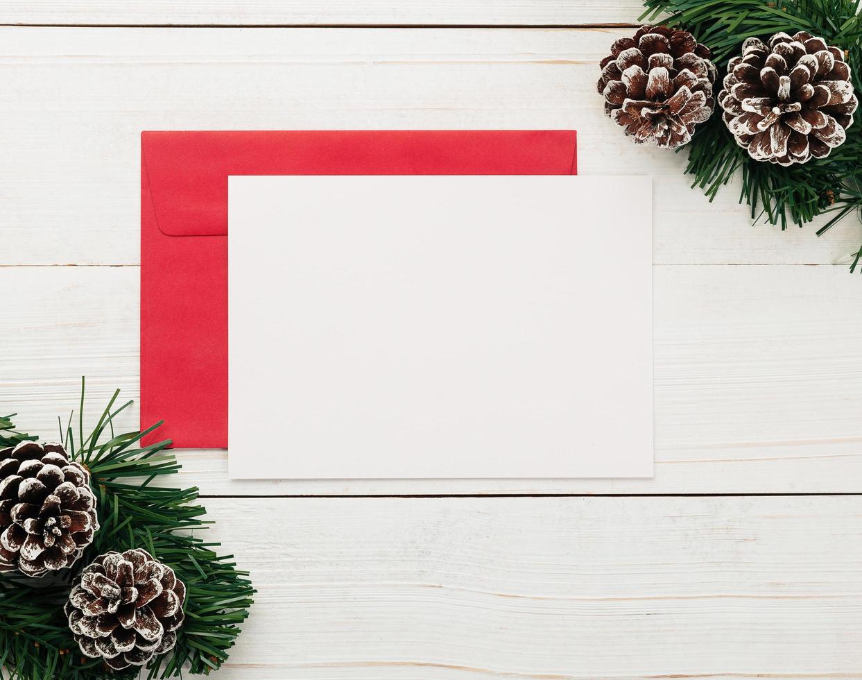 Merry Christmas greeting card and envelope mockup template photo