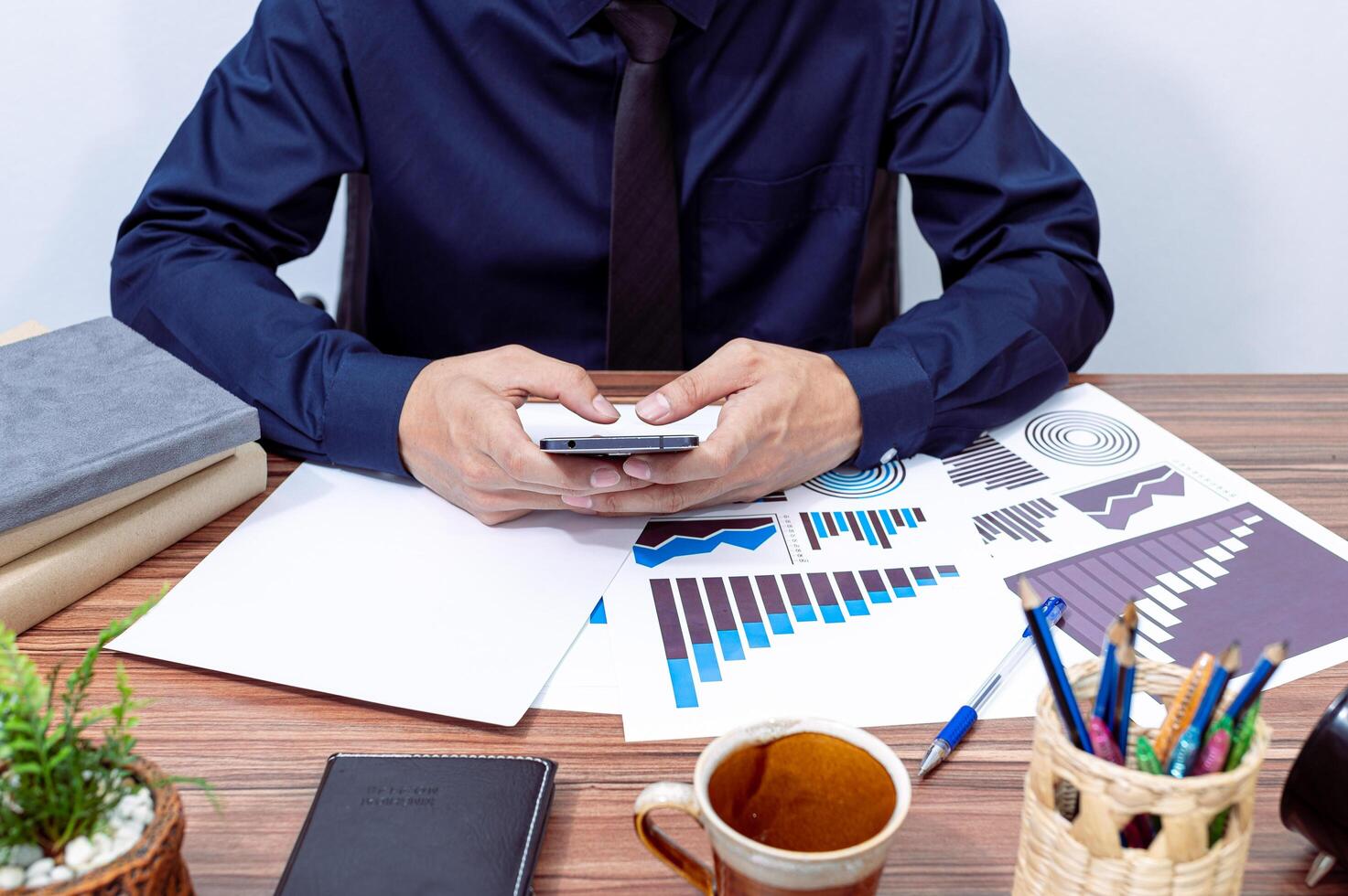 Businessman working at his desk photo