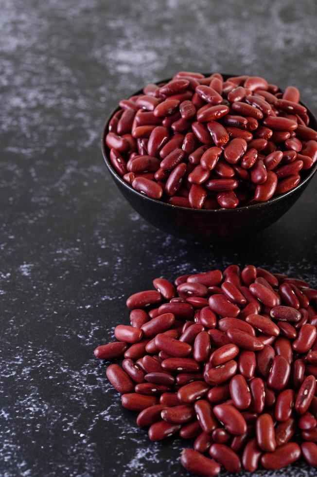 Red beans in a wooden bowl photo