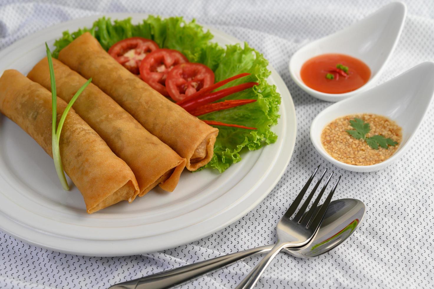 Fried spring egg rolls photo