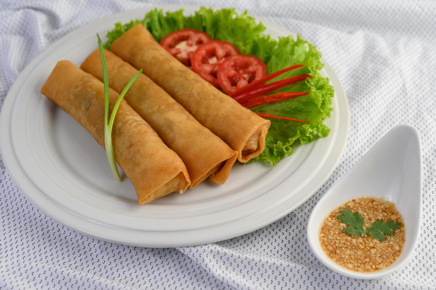 Fried spring egg rolls photo