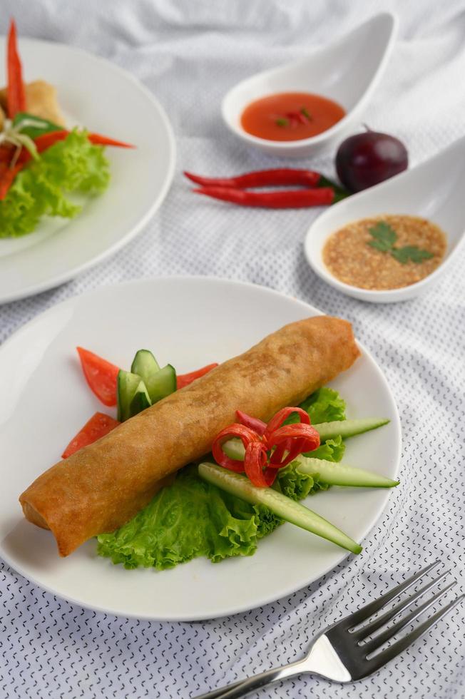 Fried spring egg rolls photo