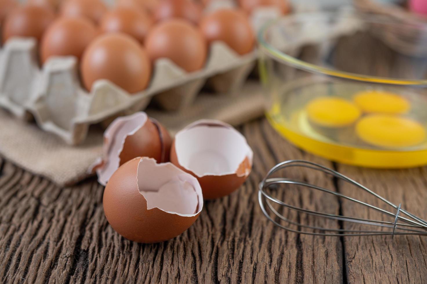 Raw organic chicken eggs photo