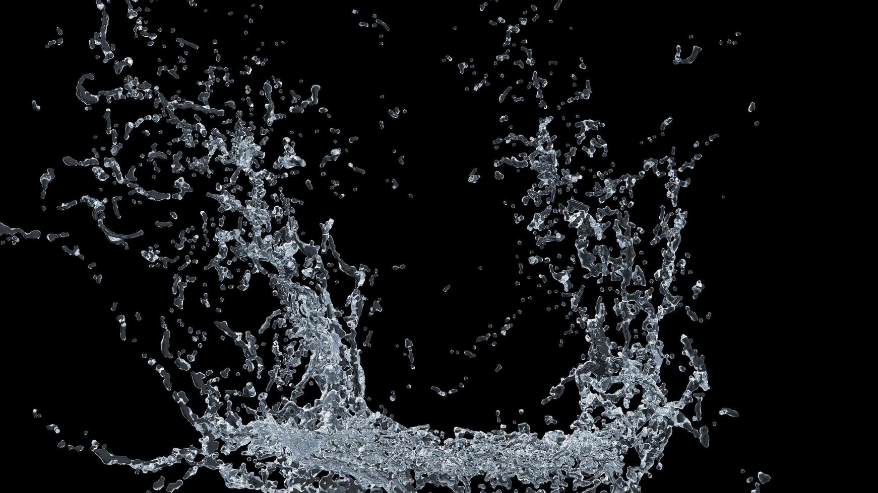 Water splashing on black background photo