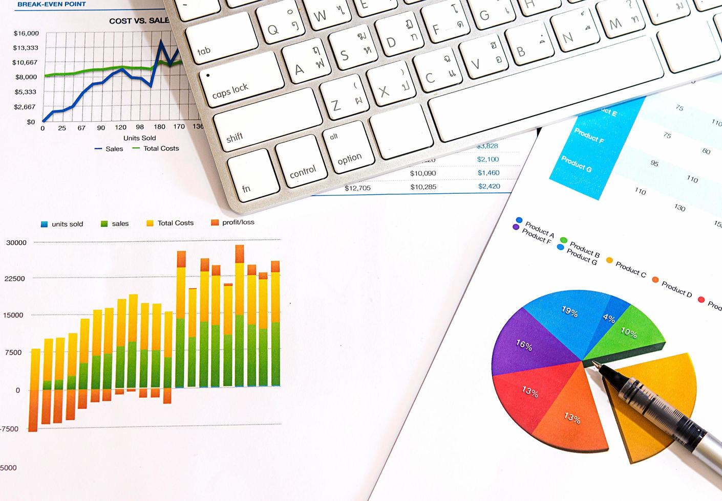 Business finance documents on a desk photo