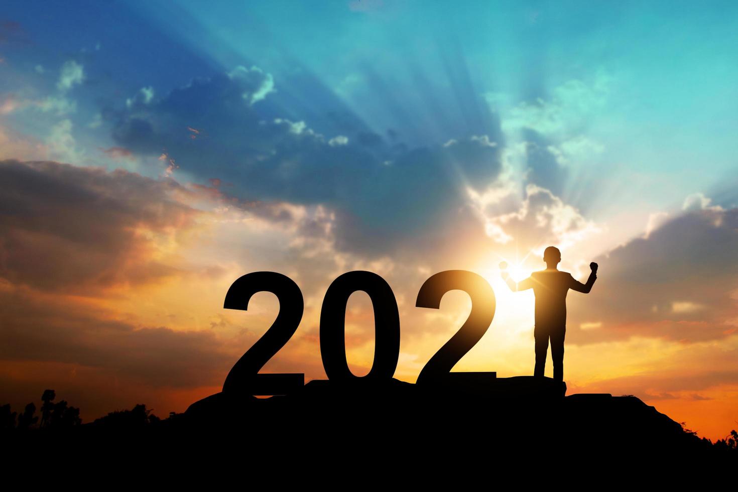 Silhouette of new year 2021 photo