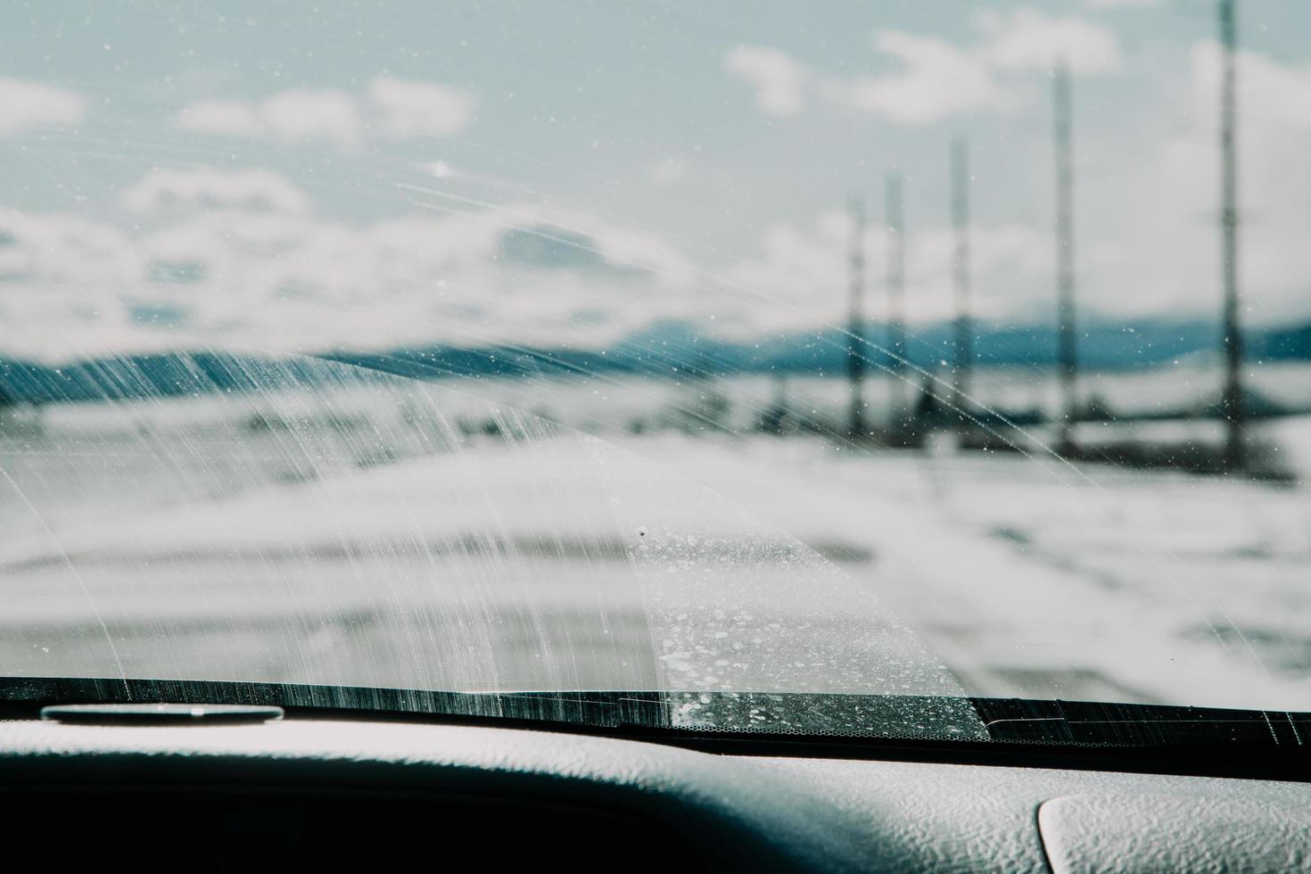 Water droplets on car windshield photo