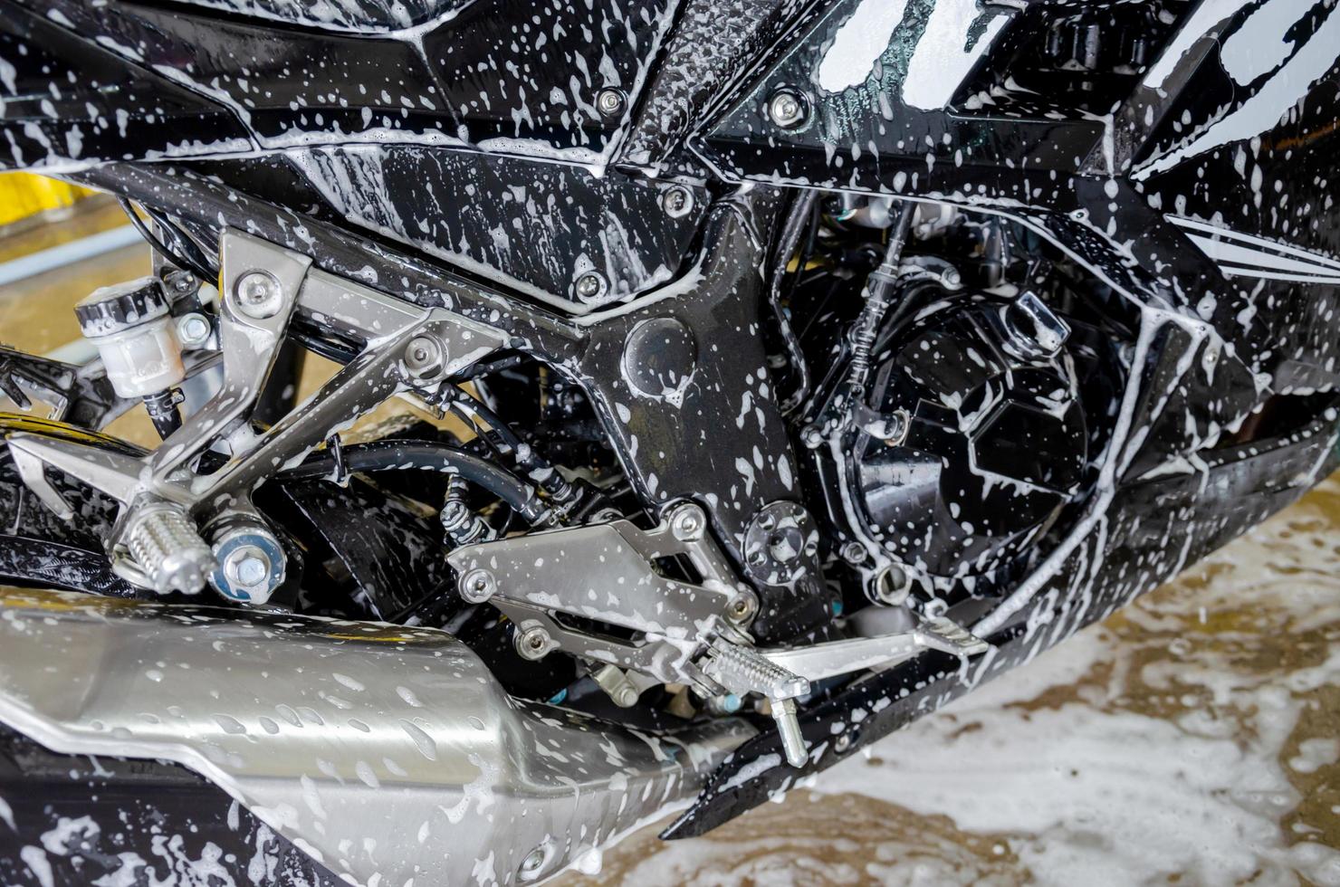 Washing a car detail photo