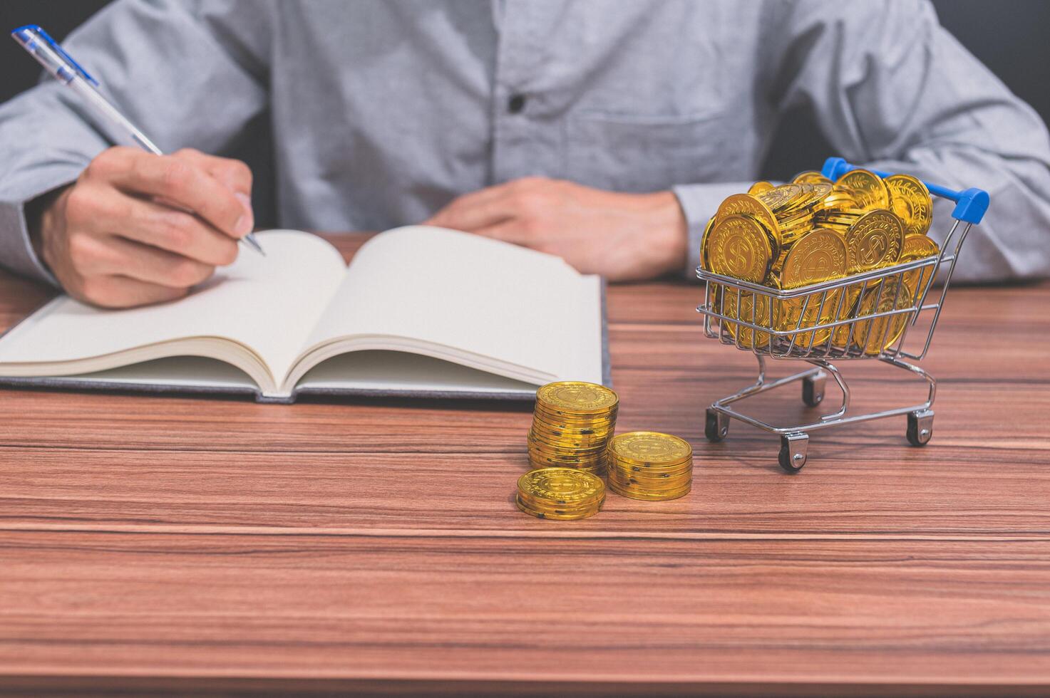 Businessman with coins photo