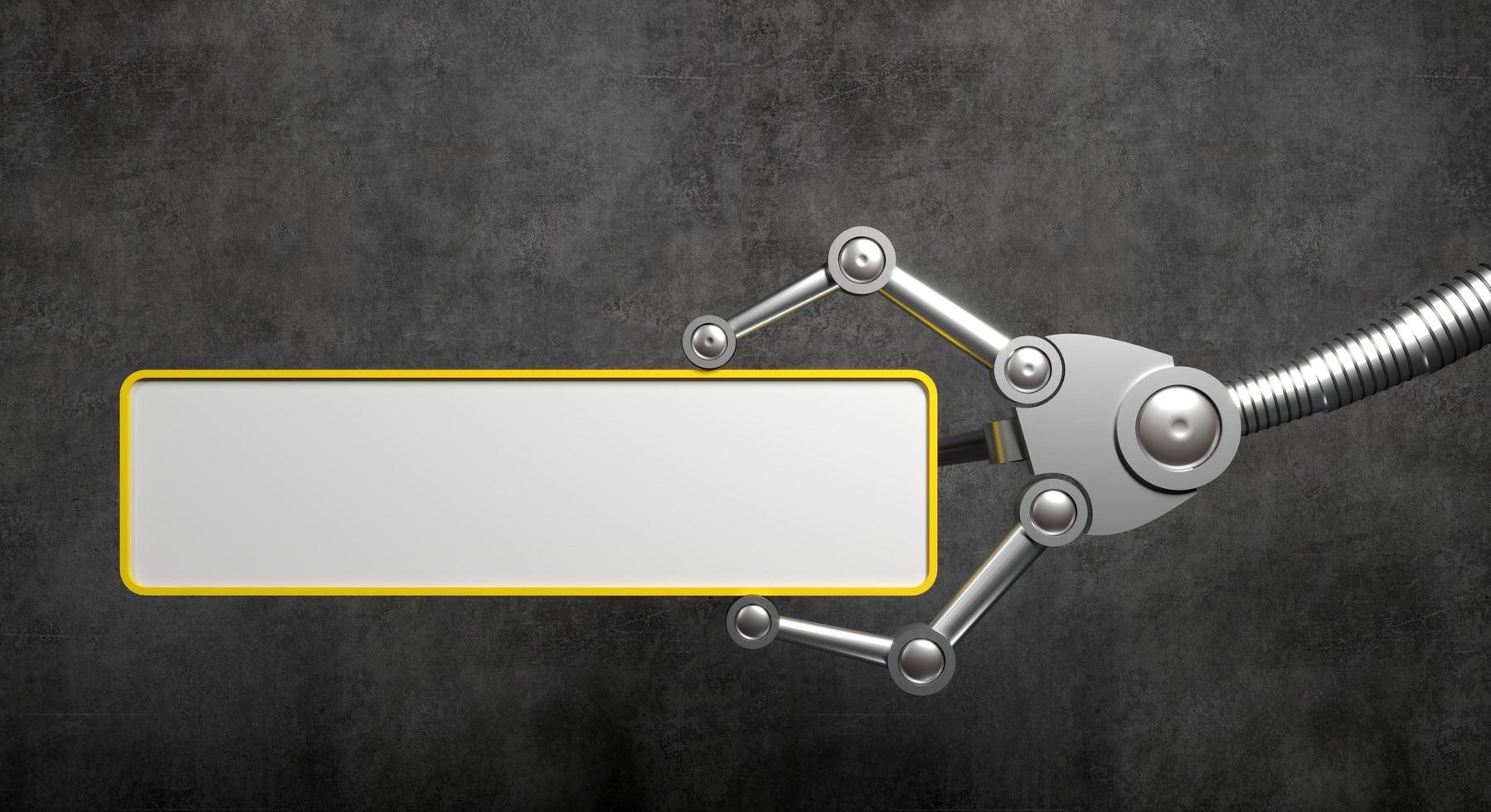 Robot arm manipulator with banner background concept photo