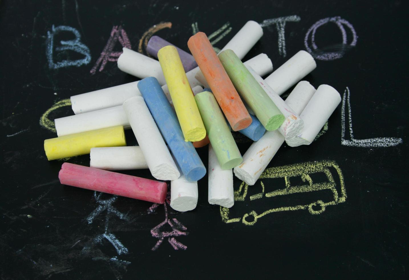 colored chalk on a blackboard photo