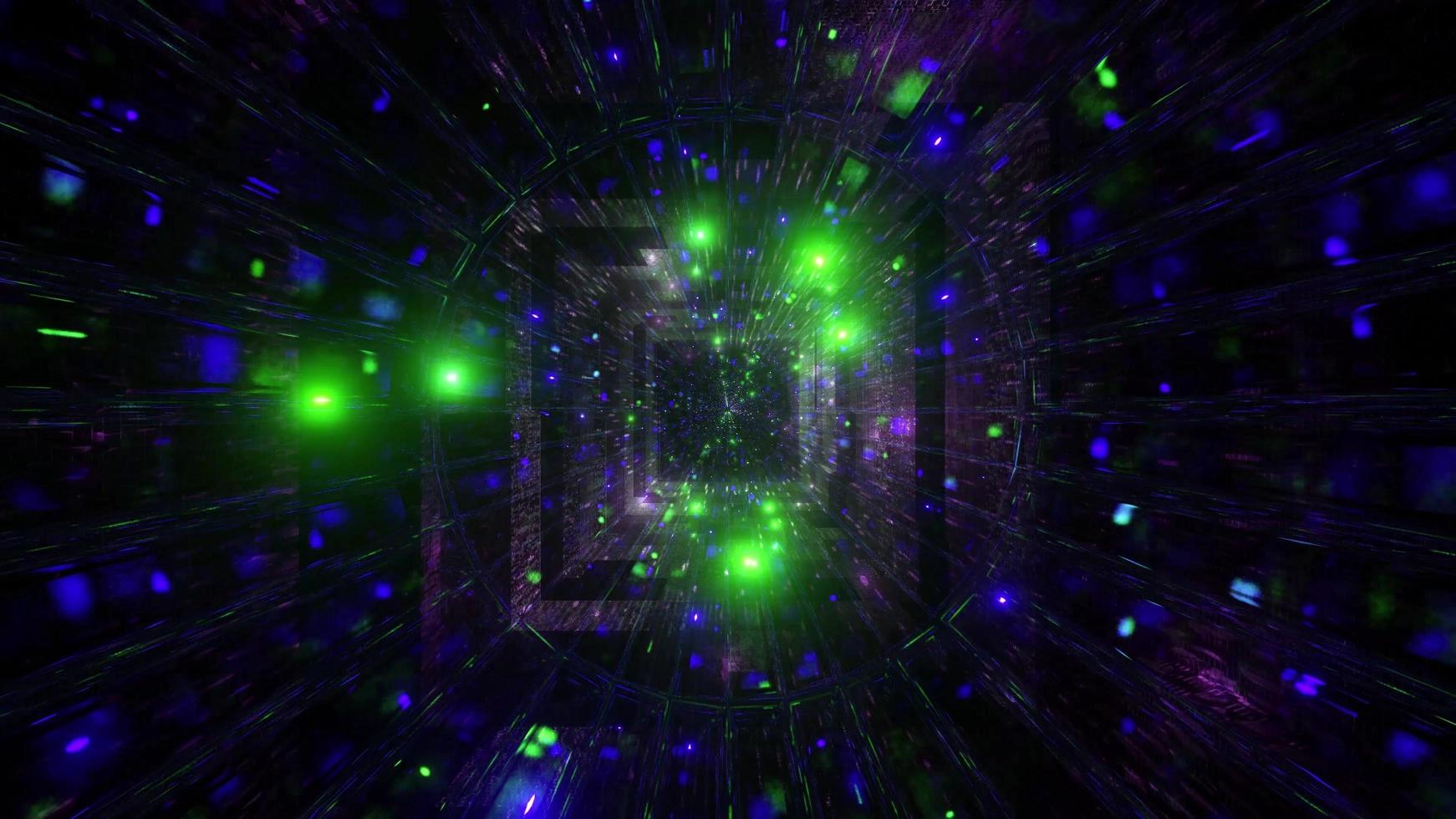 Glowing space particles sci-fi tunnel 3d illustration background wallpaper photo