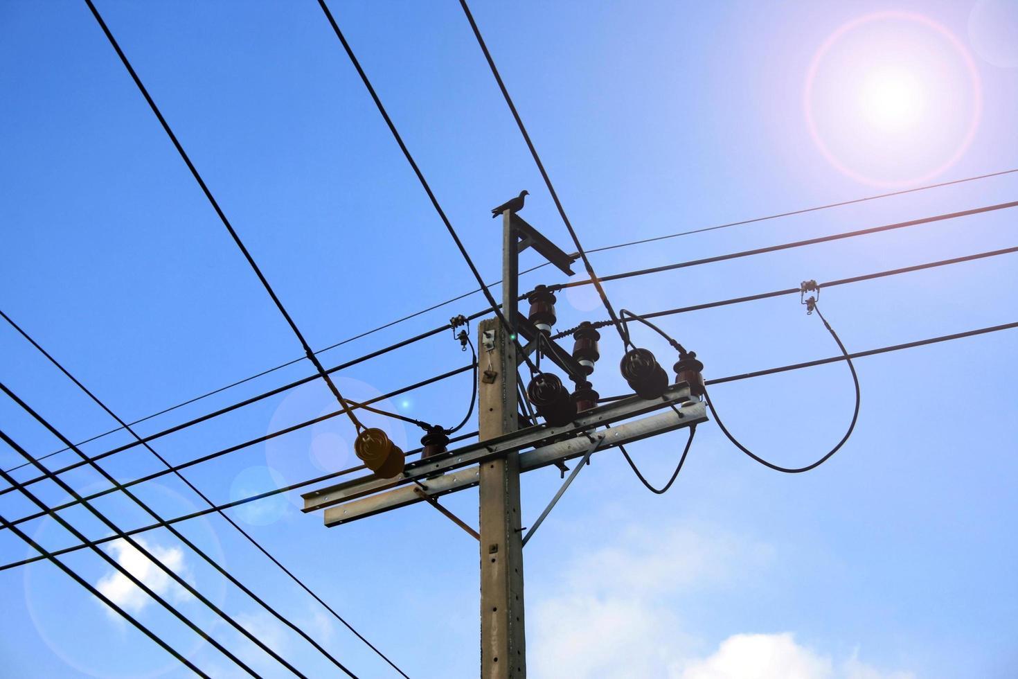 Telephone lines in a blue sky 1901981 Stock Photo at Vecteezy