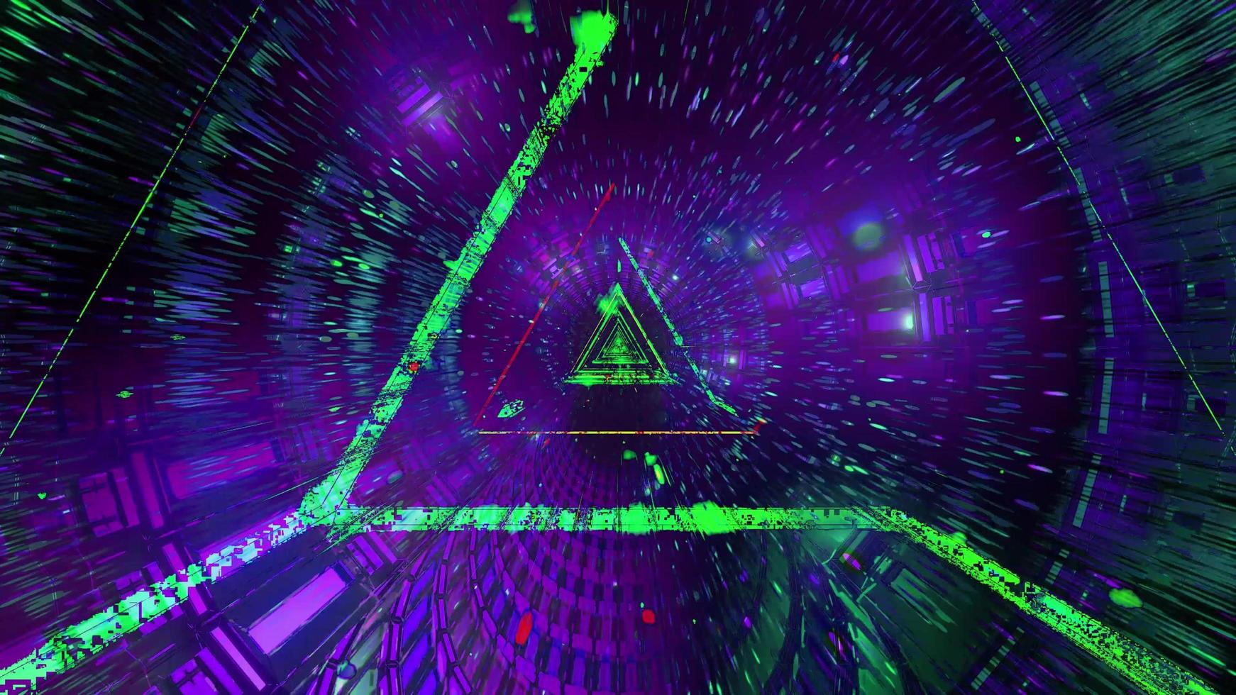 Glowing green triangle wireframe 3d illustration background wallpaper design artwork photo