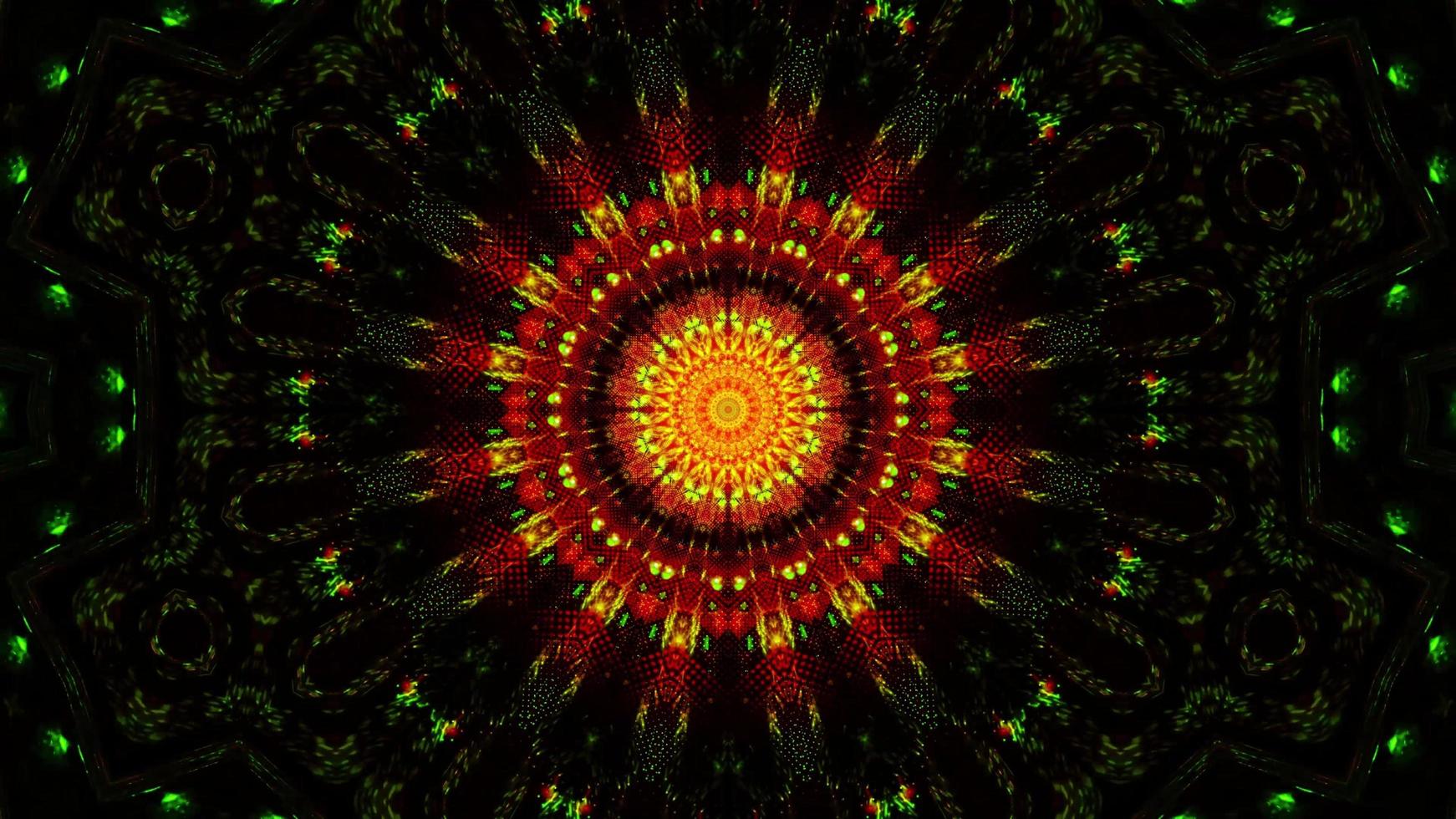 Flor abstracta parpadeante amarillo y rojo ilustración 3d papel tapiz de fondo foto