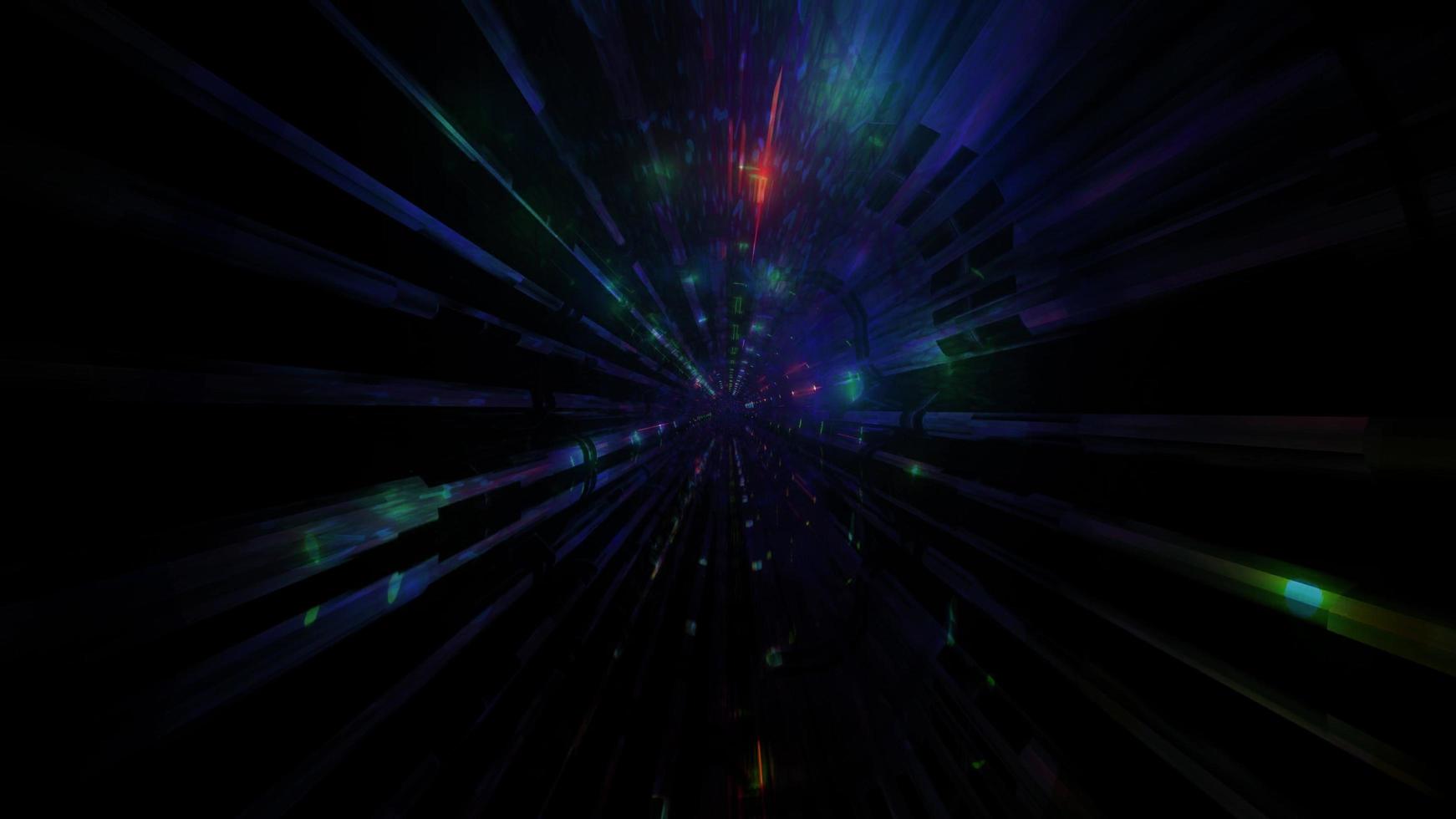 Dark glowing neon tunnel moving lights 3d illustration background wallpaper design artwork photo