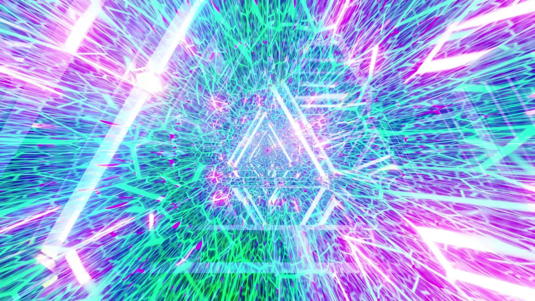 Glowing neon lines abstract tunnel 3d illustration background wallpaper design artwork photo