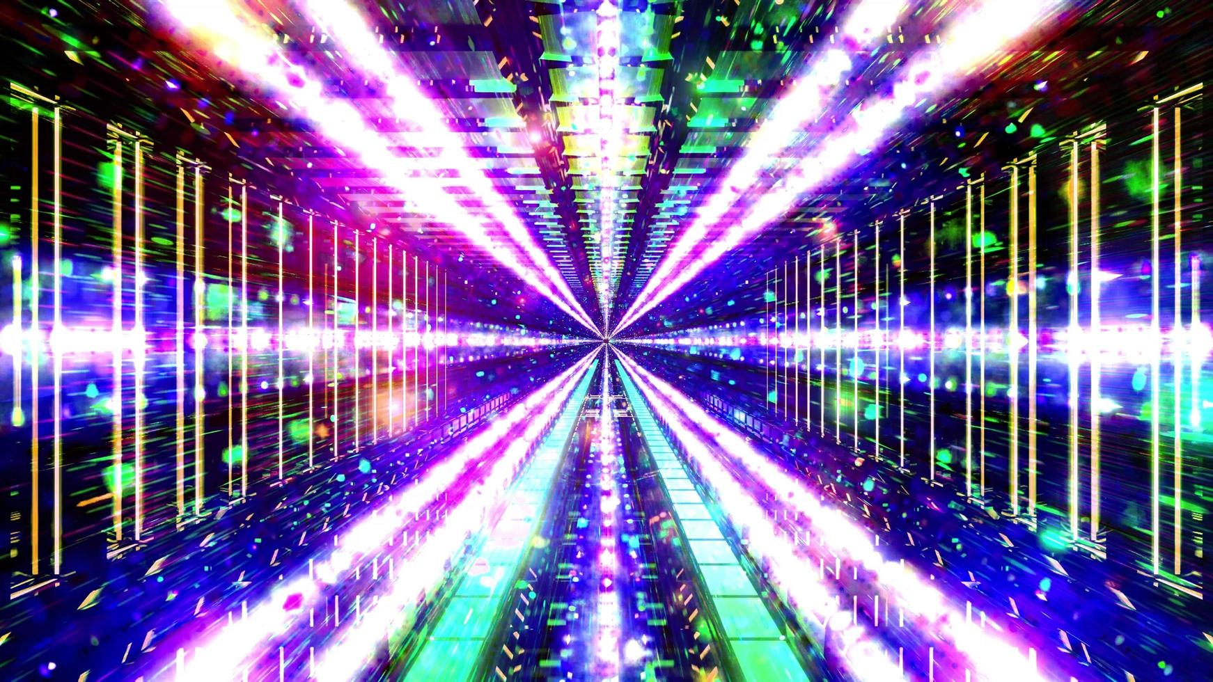 Glowing sci-fi space tunnel particles 3d illustration background wallpaper design artwork photo