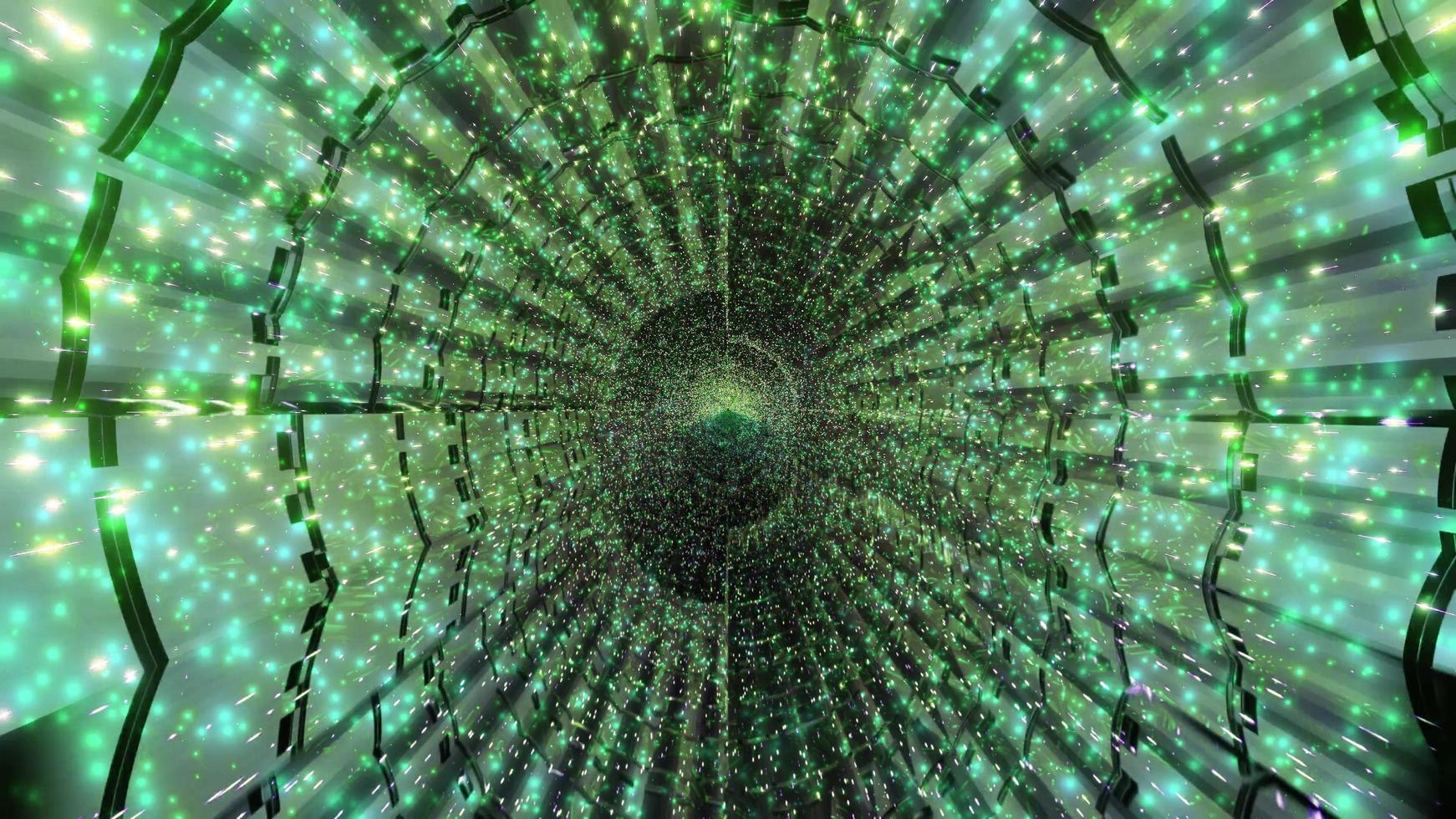 partículas verdes estrella magia túnel 3d ilustración fondo papel tapiz diseño obra de arte foto