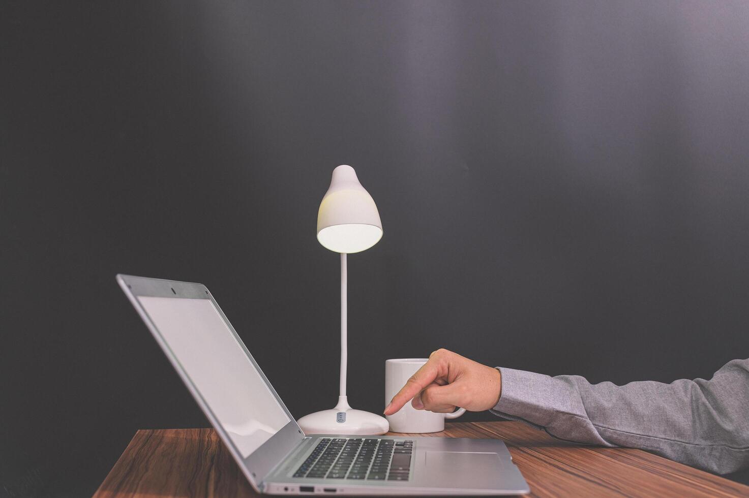 Businessman using a laptop computer photo